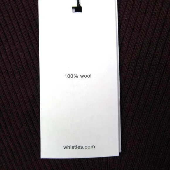 WHISTLES MERINO WOOL ROLL NECK KNIT BURGUNDY SWEATER SZ 4