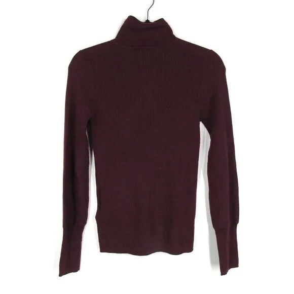 WHISTLES MERINO WOOL ROLL NECK KNIT BURGUNDY SWEATER SZ 4
