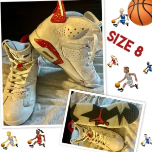 White and Red Basketball Sneakers - Size 8