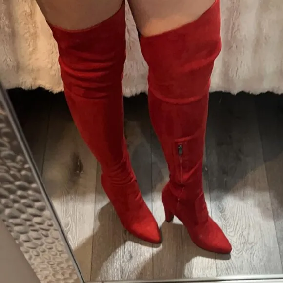 Women Stretch Suede Chunky Heel Boots