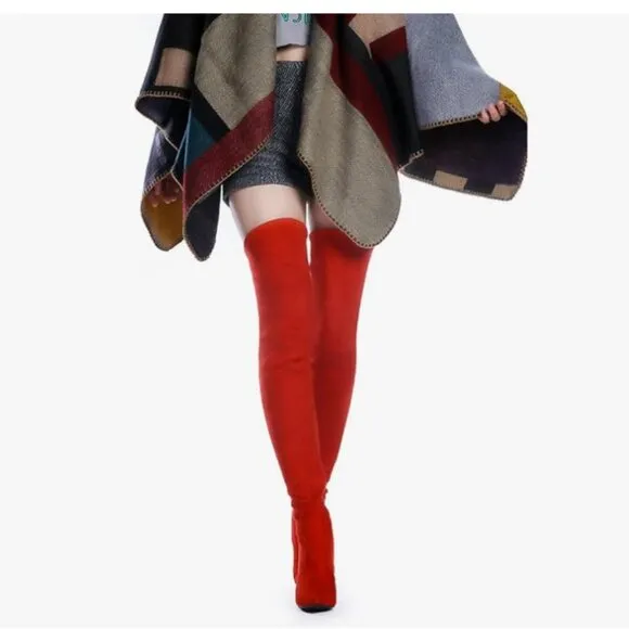 Women Stretch Suede Chunky Heel Boots