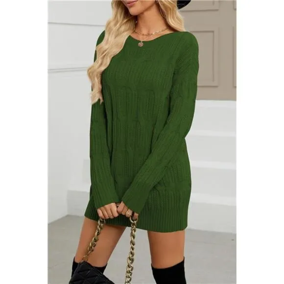 Womens 2024 Fall Long Chunky Sweaters Dark Green
