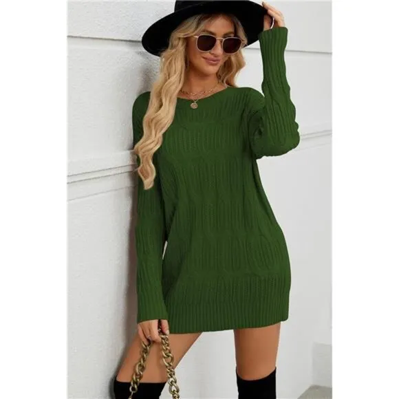Womens 2024 Fall Long Chunky Sweaters Dark Green