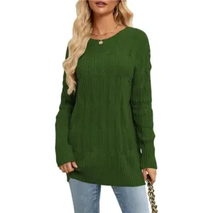 Womens 2024 Fall Long Chunky Sweaters Dark Green