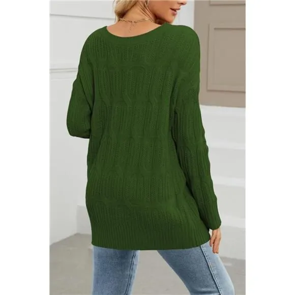 Womens 2024 Fall Long Chunky Sweaters Dark Green