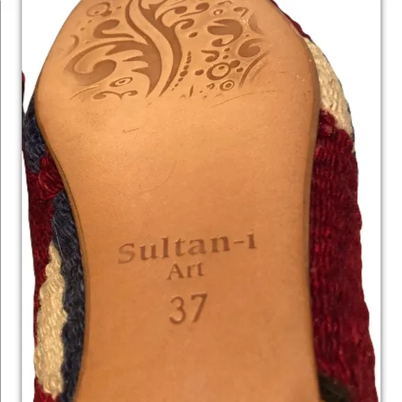 Womens 7 Kilim Loafer Turkish Wool Rug Shoes Burgundy Holiday EUR 37 Southwest