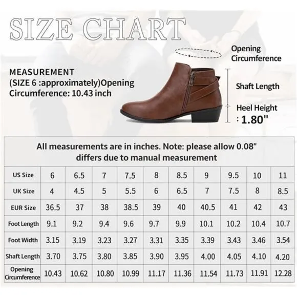 Women's Ankle Boots Low Heels Chunky Cutout Booties Perforated Western Shoes