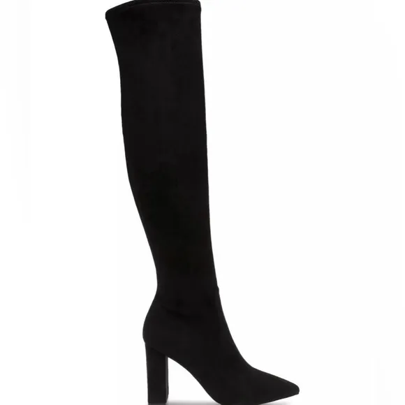 Women’s Black Pointed Toe Eileene Wild Pair Over the knee Block Heel Boots