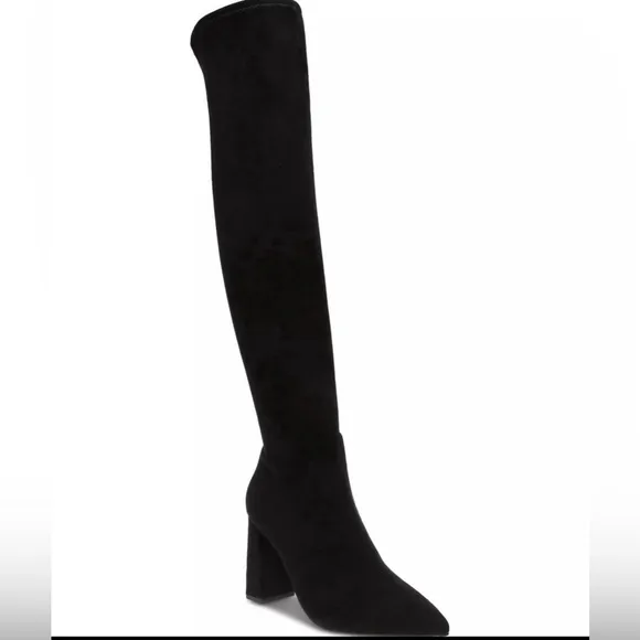 Women’s Black Pointed Toe Eileene Wild Pair Over the knee Block Heel Boots
