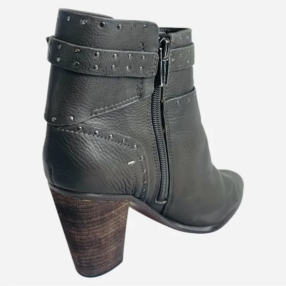 Women’s Boots Vince Camuto Studded Ankle Boots Grey Leather Heeled Booties Heels