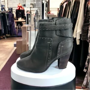 Women’s Boots Vince Camuto Studded Ankle Boots Grey Leather Heeled Booties Heels