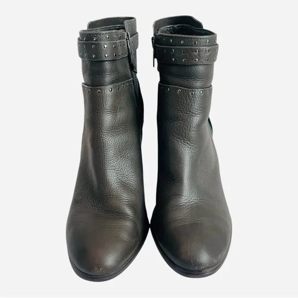 Women’s Boots Vince Camuto Studded Ankle Boots Grey Leather Heeled Booties Heels