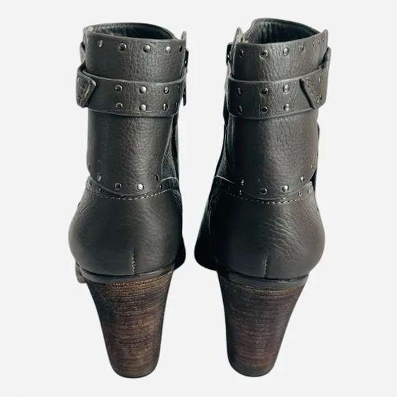 Women’s Boots Vince Camuto Studded Ankle Boots Grey Leather Heeled Booties Heels