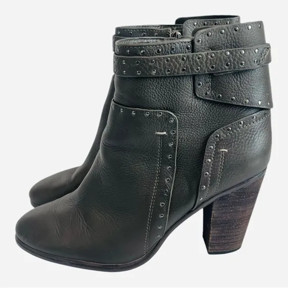Women’s Boots Vince Camuto Studded Ankle Boots Grey Leather Heeled Booties Heels