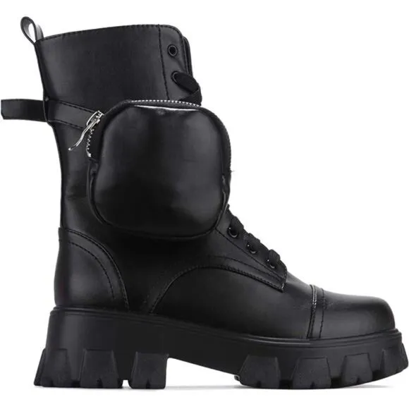 Womens Combat Platform Boots with Chunky Block Heels, High Tops Boots