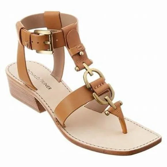 Women’s Donald J. Pliner Tan Dena Thong Heeled Dress Sandals, Leather, Size: 7.5