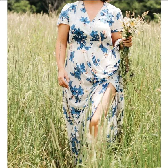 ✨ Women's Floral Print Maxi Dresses Boho Button Up Split Beach Party Dress✨