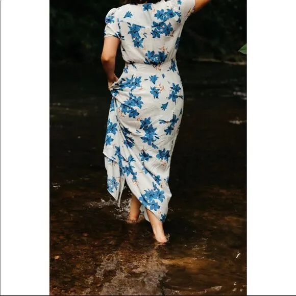 ✨ Women's Floral Print Maxi Dresses Boho Button Up Split Beach Party Dress✨
