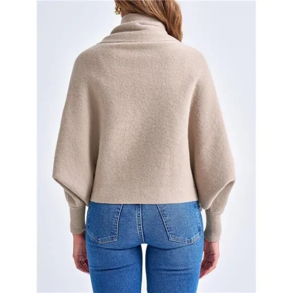 Womens Open Front Cardigan Batwing Long Sleeve Shawl Chunky Knit