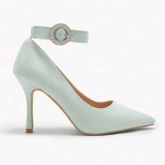 Women's Pointed Toe Studded Buckle Ankle Strap High Heels, Elegant