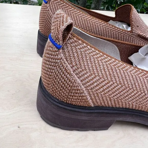 Women’s Rothy’s The Lug Loafer Flat Oxford Herringbone Teak Merino Wool Size 10