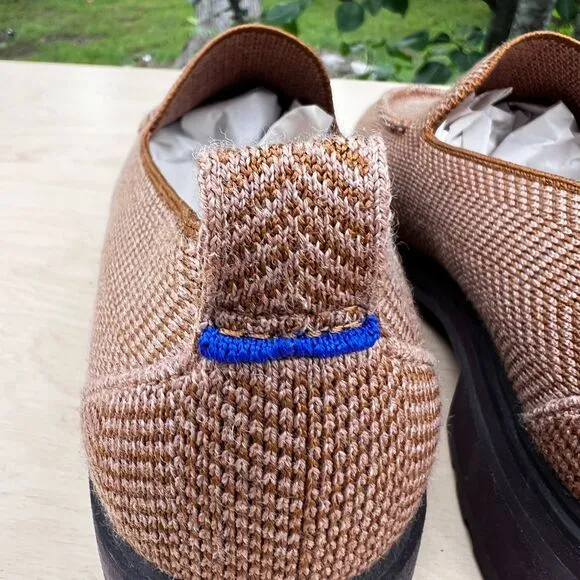 Women’s Rothy’s The Lug Loafer Flat Oxford Herringbone Teak Merino Wool Size 10