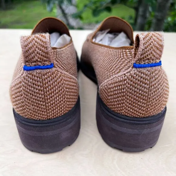 Women’s Rothy’s The Lug Loafer Flat Oxford Herringbone Teak Merino Wool Size 10