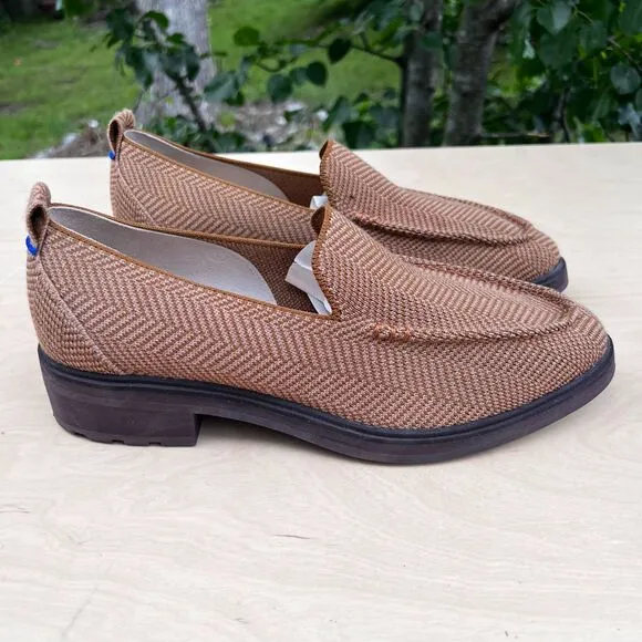 Women’s Rothy’s The Lug Loafer Flat Oxford Herringbone Teak Merino Wool Size 10