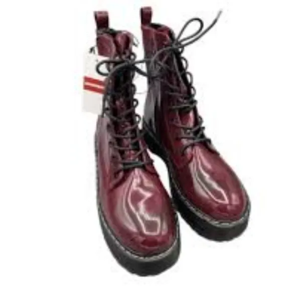 WOMENS UNIONBAY KIWI WATERPROOF CHUNKY HEEL ZIP ANKLE BOOTS BURGUNDY