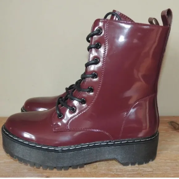 WOMENS UNIONBAY KIWI WATERPROOF CHUNKY HEEL ZIP ANKLE BOOTS BURGUNDY
