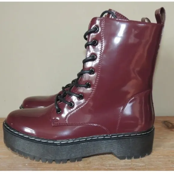 WOMENS UNIONBAY KIWI WATERPROOF CHUNKY HEEL ZIP ANKLE BOOTS BURGUNDY