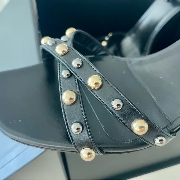 Women’s Versace Stud Details Black Sandal Heels Size 38