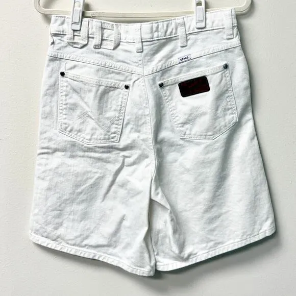 Wrangler x STAUD Mid Rise Wide Leg Bermuda Denim Short White Women's Size 29