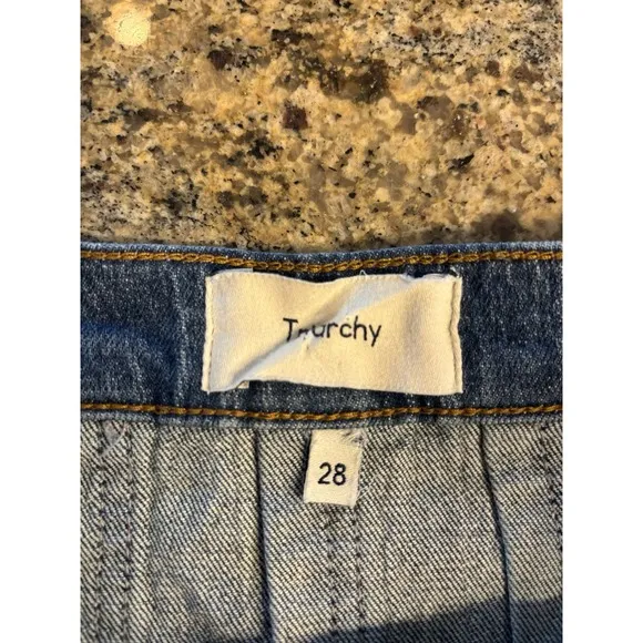Y2K Preppy Triarchy Ms Coco Pleated Denim Mini Skirt Sz 28 **RARE
