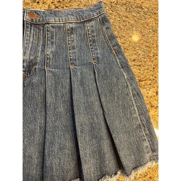Y2K Preppy Triarchy Ms Coco Pleated Denim Mini Skirt Sz 28 **RARE