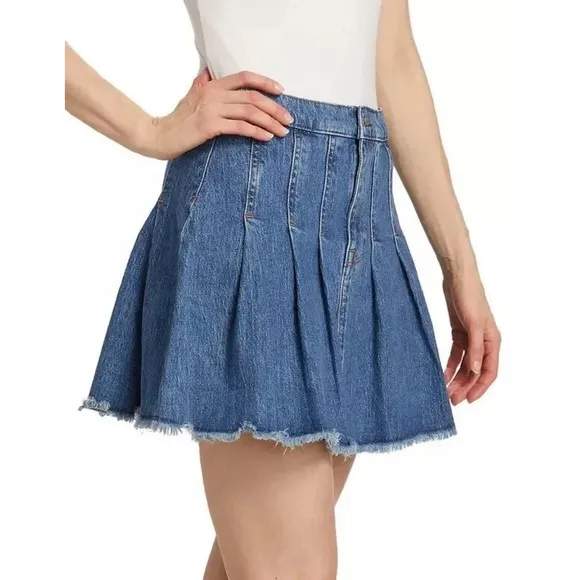 Y2K Preppy Triarchy Ms Coco Pleated Denim Mini Skirt Sz 28 **RARE