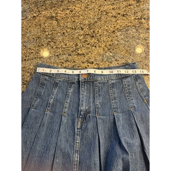 Y2K Preppy Triarchy Ms Coco Pleated Denim Mini Skirt Sz 28 **RARE