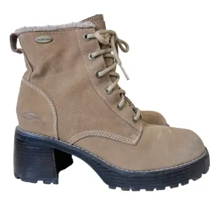 Y2K Skechers Mesa Stone Sherpa Chunky Round Toe Block Heel Ankle Boots