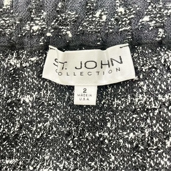 Y2K St. John Collection Knit Textured Black White Pencil Skirt Size 2