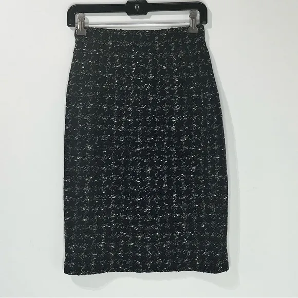 Y2K St. John Collection Knit Textured Black White Pencil Skirt Size 2