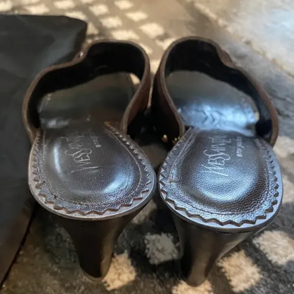 YSL ⚜️Yves Saint Laurent⚜️ YSL Brown Suede Heels Sandals Size 8