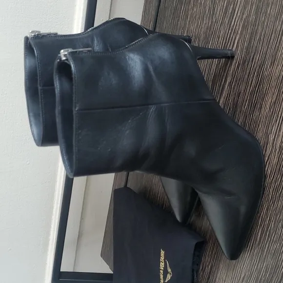 Zadig &amp; Voltaire Black Booties 100% Leather Pointed-toe Boots size 40