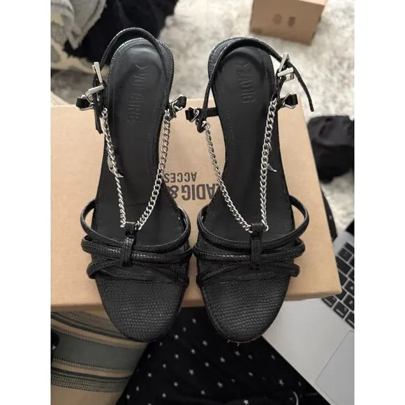 Zadig &amp; Voltaire Sleepless Leather Sandals in Embossed Igua size 39