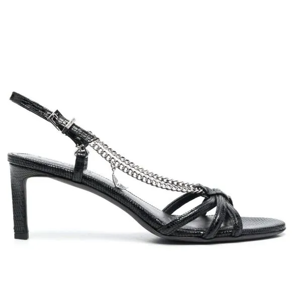Zadig &amp; Voltaire Sleepless Leather Sandals in Embossed Igua size 39