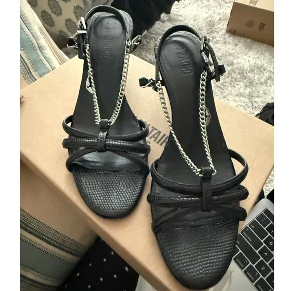 Zadig &amp; Voltaire Sleepless Leather Sandals in Embossed Igua size 39
