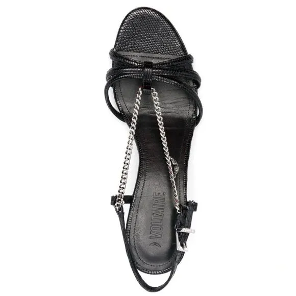 Zadig &amp; Voltaire Sleepless Leather Sandals in Embossed Igua size 39