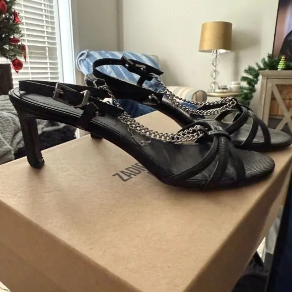 Zadig &amp; Voltaire Sleepless Leather Sandals in Embossed Igua size 39