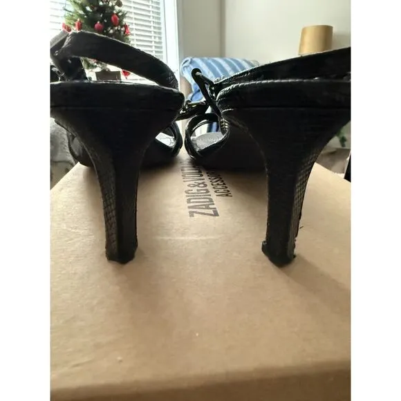 Zadig &amp; Voltaire Sleepless Leather Sandals in Embossed Igua size 39