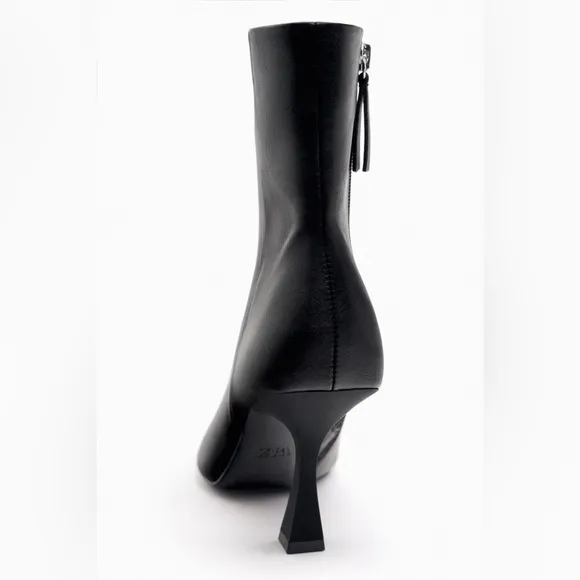 Zara Black Studded Toe Ankle Boots