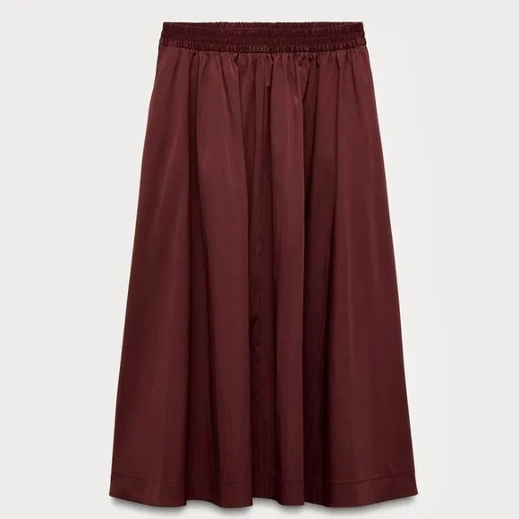 Zara burgundy two piece matching set — peplum top &amp; midi skirt